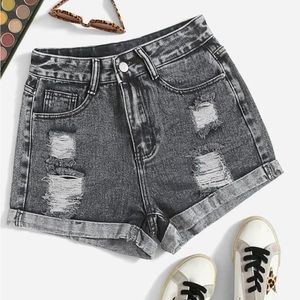 Ripped Denim Shorts